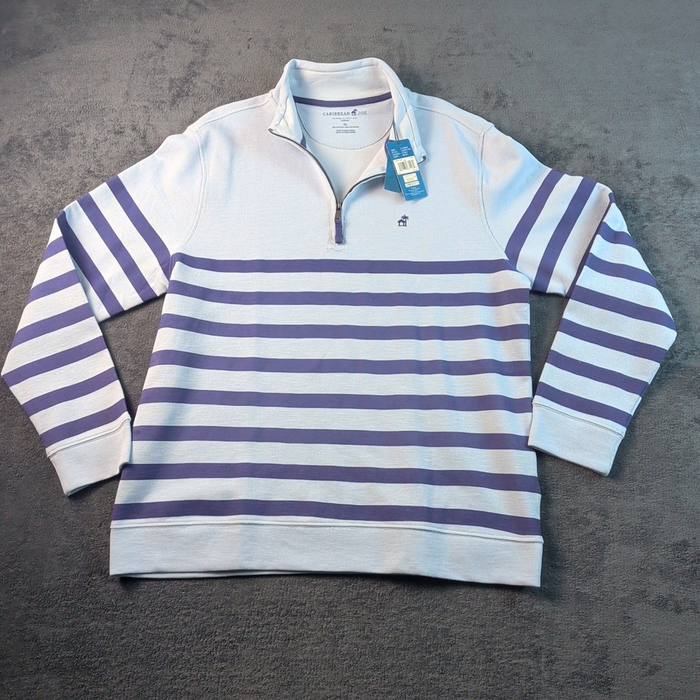 Caribbean Joe Men Long Sleeves 1/4 Zip Blue Size XL